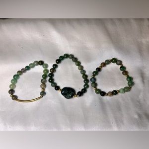 Set of 3 handmade jade bead/stone bracelets